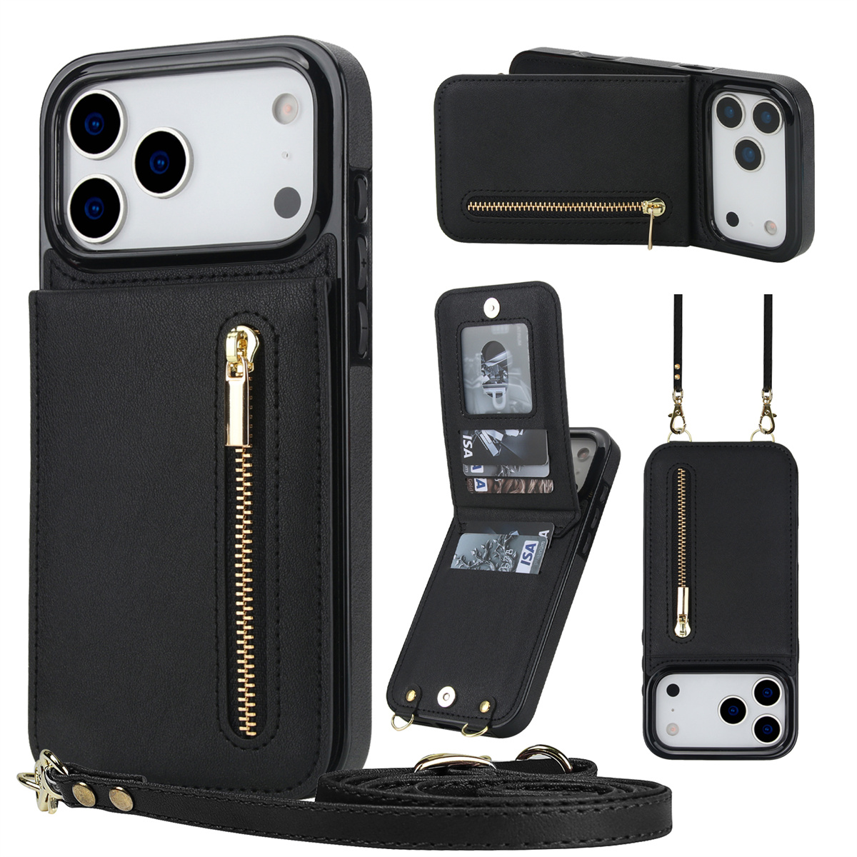 Phone Wallet Combo - Crossbody Zipper Wallet Card Holder Leather