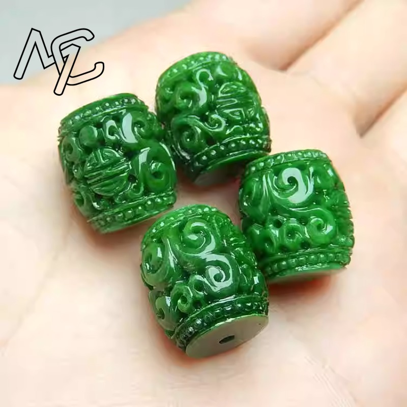 Men'S Accessories Fashion - 5pc Natural Green Jade Carving Beads