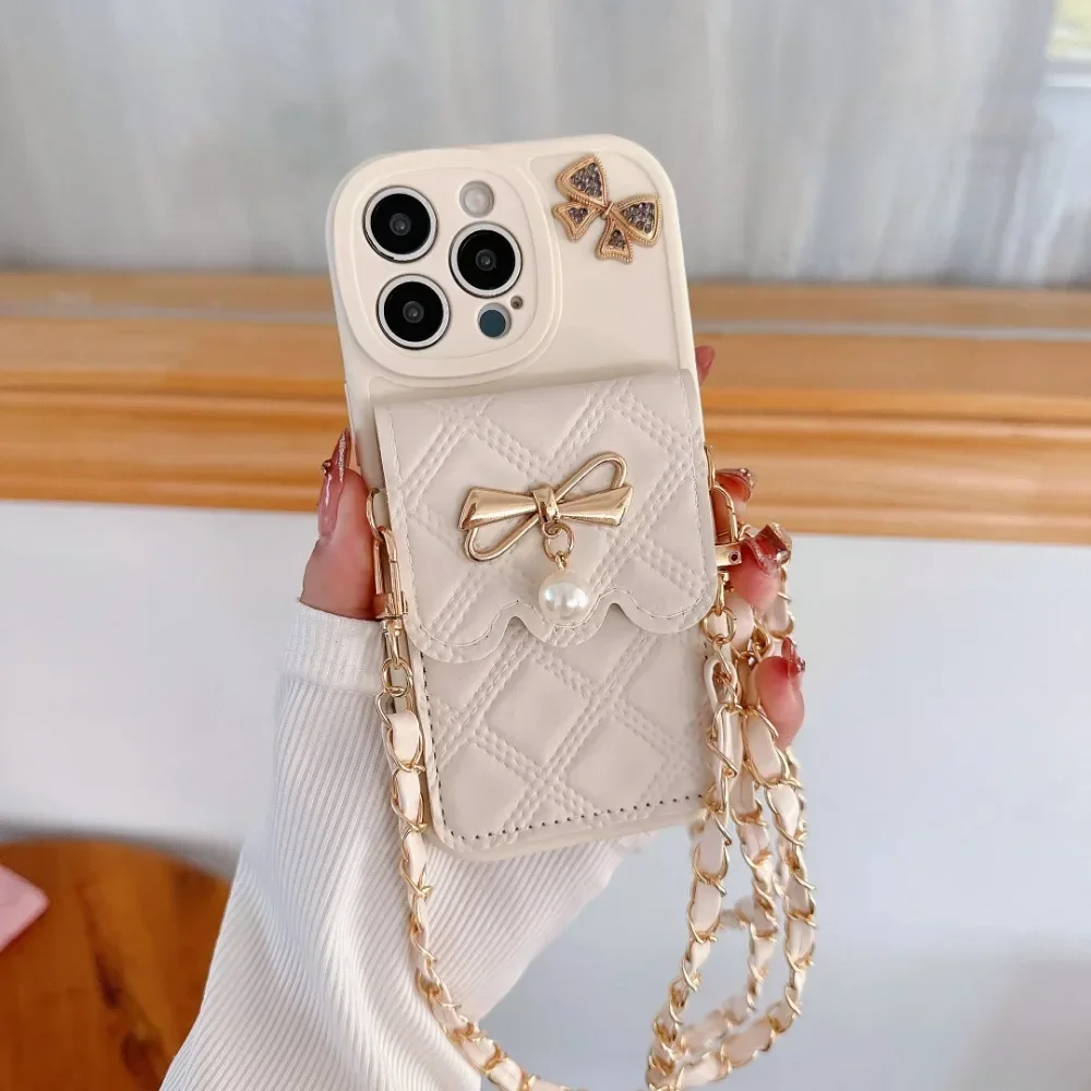 Phone Wallet Combo - 3D Bowknot Crossbody Card Holder Wallet