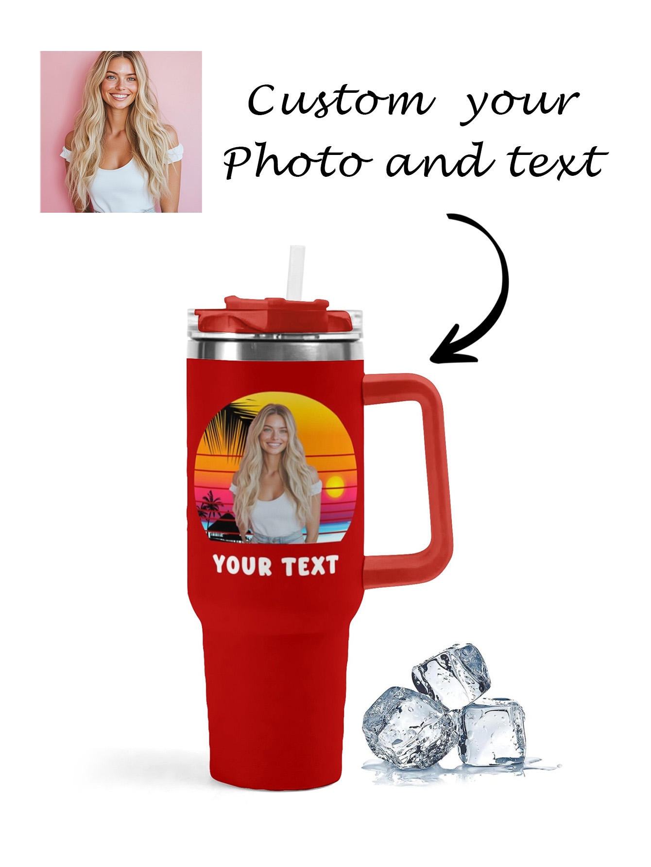 Flask Stainless Steel - Personalized 40 ounce water cup Customized