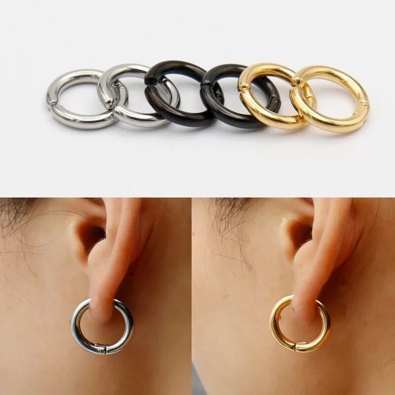 Men Accessories Earrings - 2/6Pcs Fake Huggie Hoop Earrings for