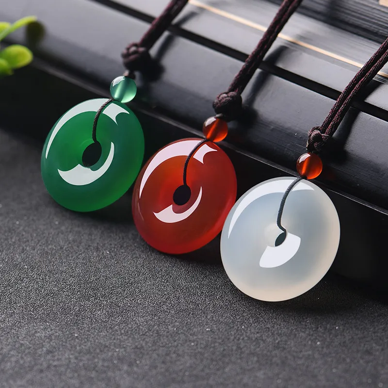 Men'S Accessories Fashion - Natural Multicolor Jade Doughnut Pendant Agate