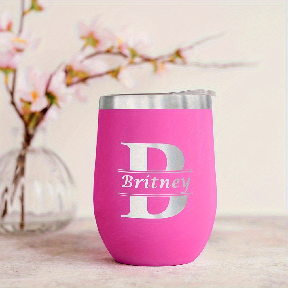 Flask Stainless Steel - Personalized Monogram Name Wine Tumbler, Custom