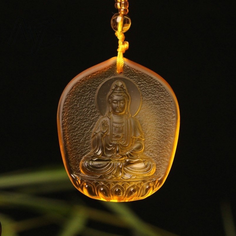 Men'S Accessories Fashion - Chinese Yellow crystal Water Droplet Guanyin