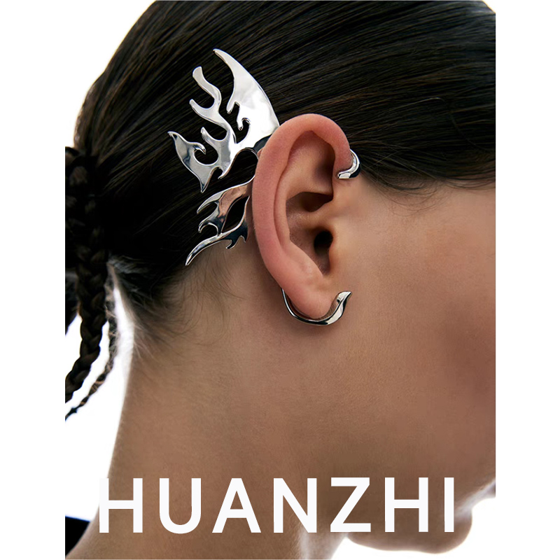 HUANZHI Silver Color Mechanica - Men Accessories Earrings ulasan dan harga
