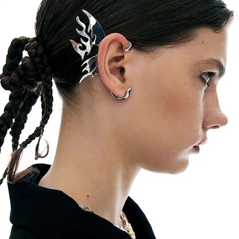 HUANZHI Silver Color Mechanica - Men Accessories Earrings ulasan dan harga
