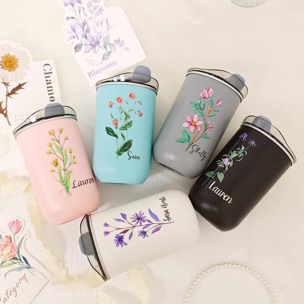 Custom Birth Flower Stainless  - Flask Stainless Steel ulasan dan harga