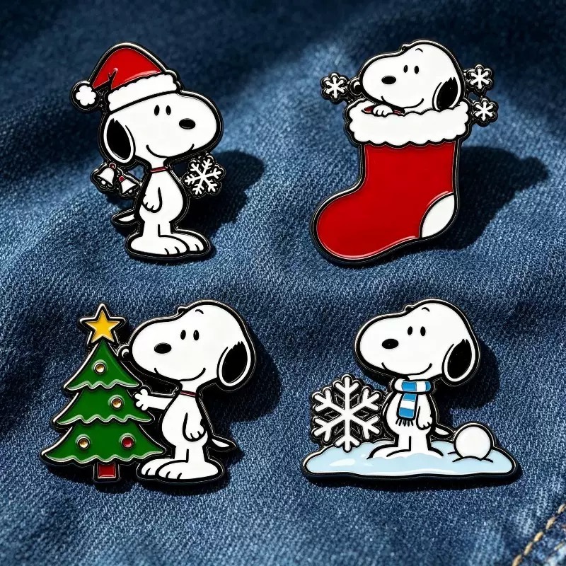 4pcs Christmas Cartoon Puppy D - Lapel Pin Enamel ulasan dan harga