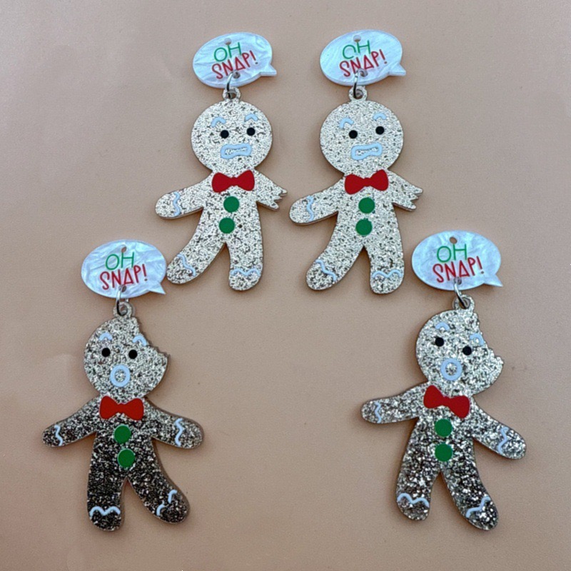 10pcs Cute Christmas Gingerbre - Men Accessories Earrings ulasan dan harga