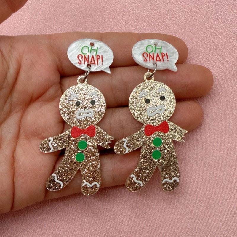 10pcs Cute Christmas Gingerbre - Men Accessories Earrings ulasan dan harga