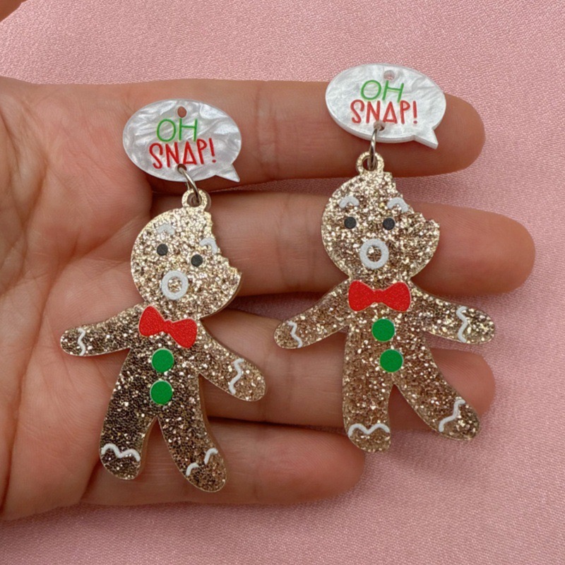 10pcs Cute Christmas Gingerbre - Men Accessories Earrings ulasan dan harga