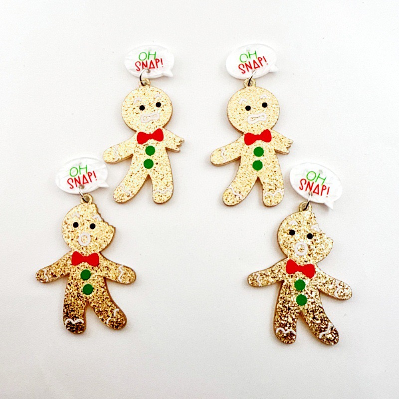 10pcs Cute Christmas Gingerbre - Men Accessories Earrings ulasan dan harga