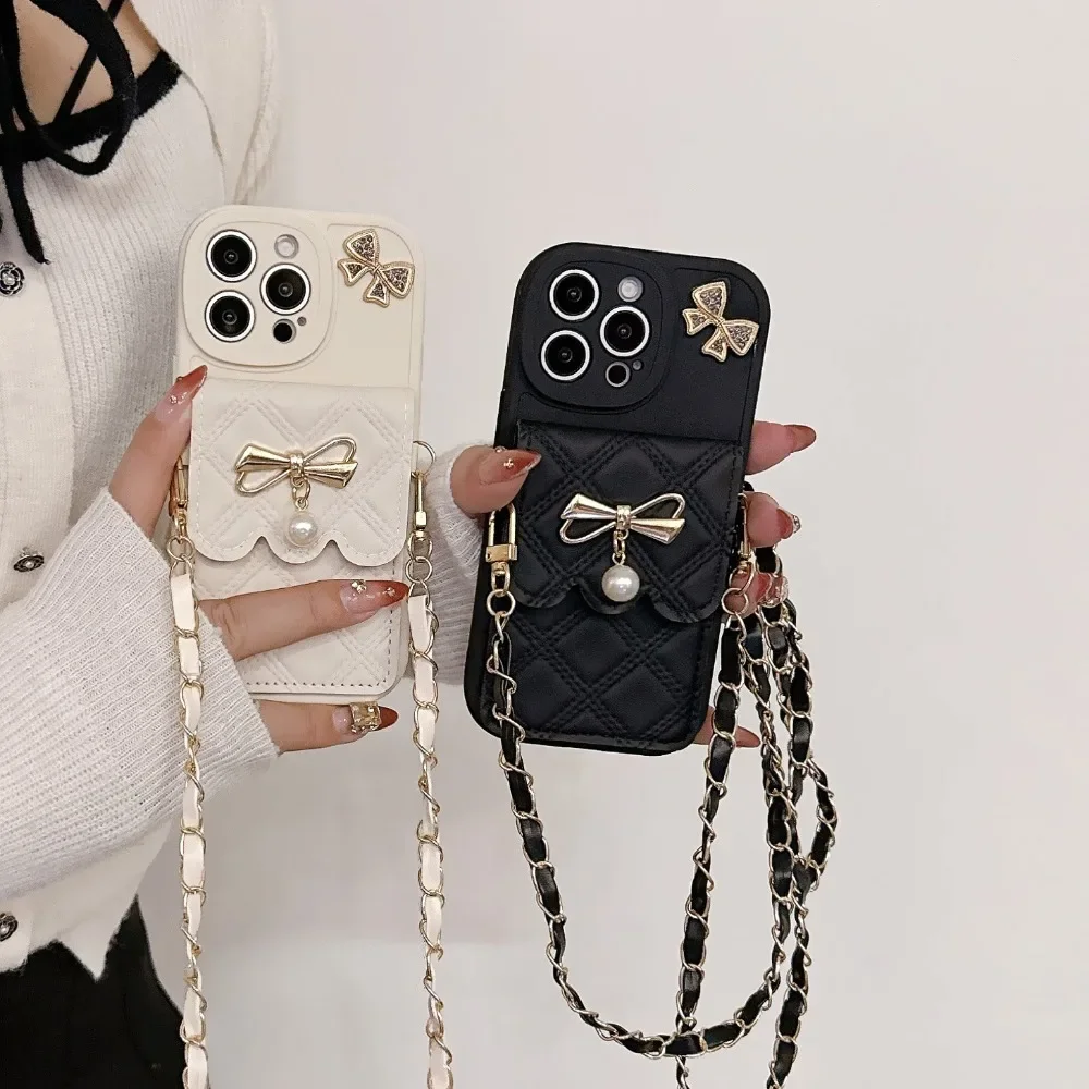 3D Bowknot Crossbody Card Hold - Phone Wallet Combo ulasan dan harga