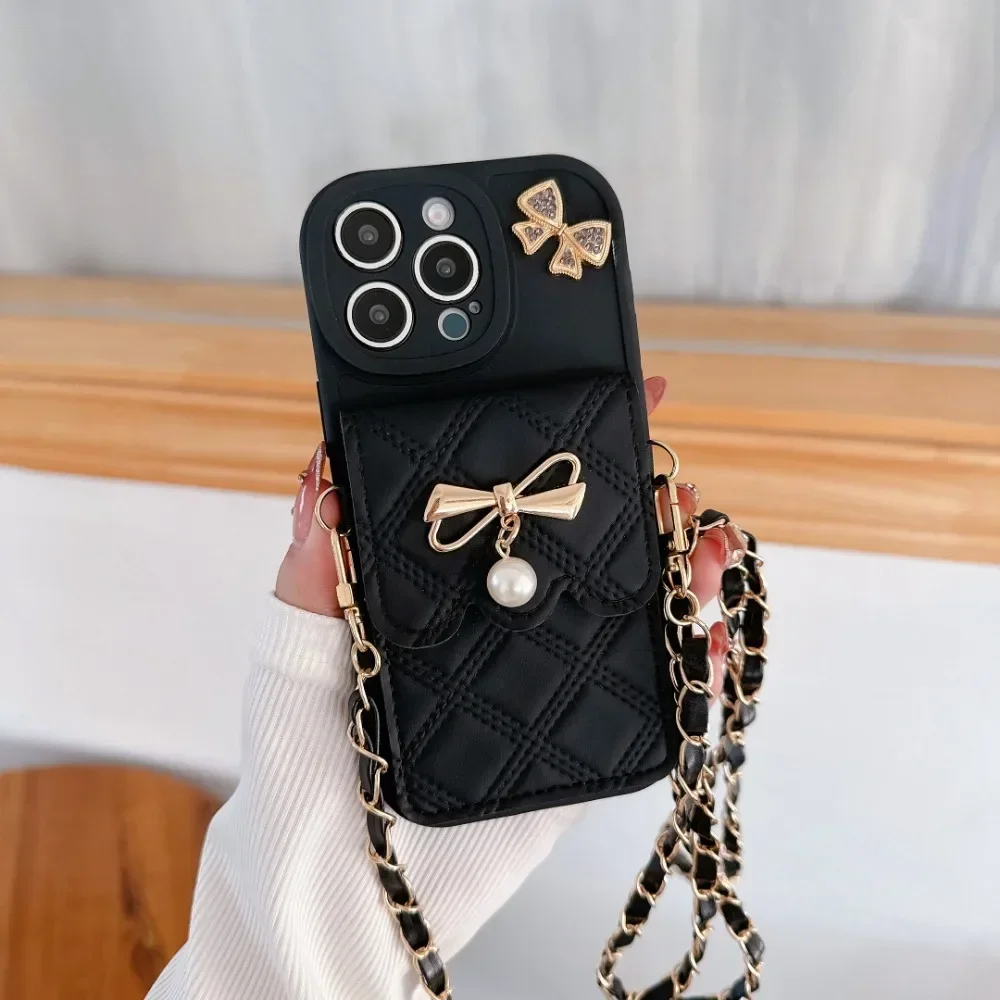 3D Bowknot Crossbody Card Hold - Phone Wallet Combo ulasan dan harga