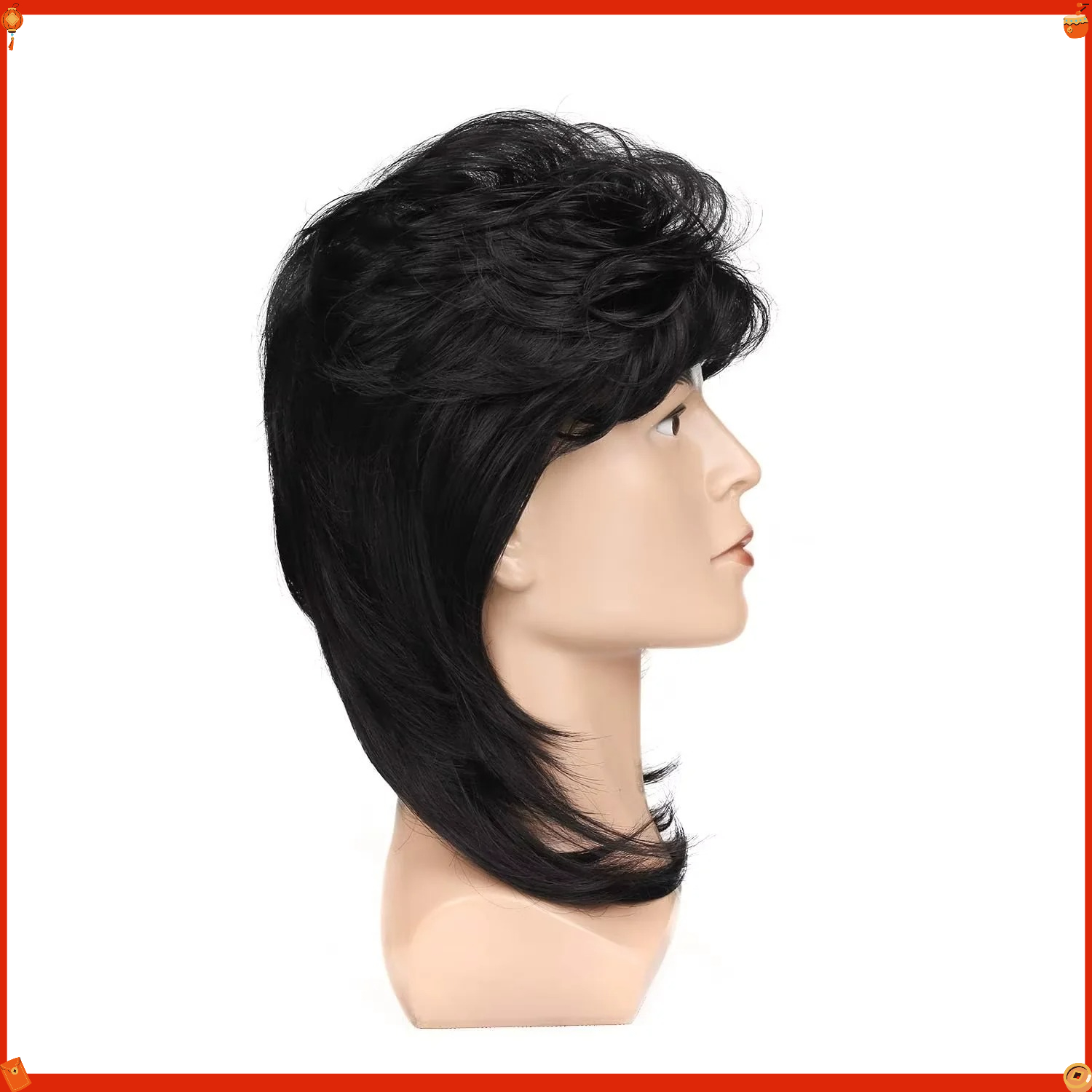 Synthetic Mullet Wig for Men R - Men'S Accessories In The 80S ulasan dan harga