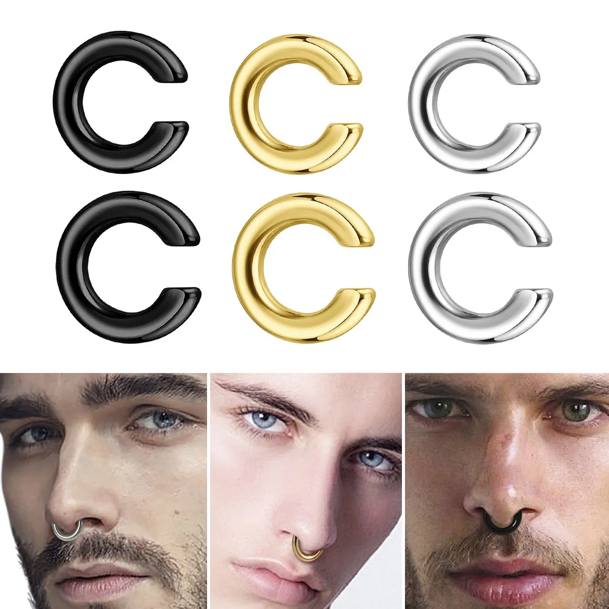 1pc Exaggerated C-Shaped Non-P - Men Accessories Earrings ulasan dan harga