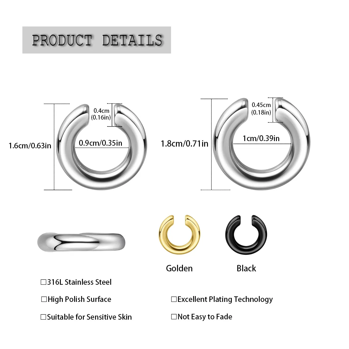 1pc Exaggerated C-Shaped Non-P - Men Accessories Earrings ulasan dan harga