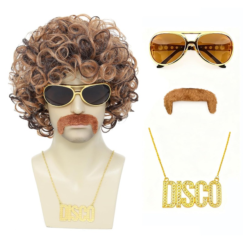 70s 80s Disco Costume Wig Set- - Men'S Accessories In The 80S ulasan dan harga