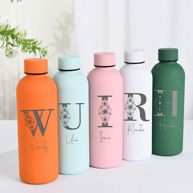 Personalized Floral Initial Wa - Flask Stainless Steel ulasan dan harga