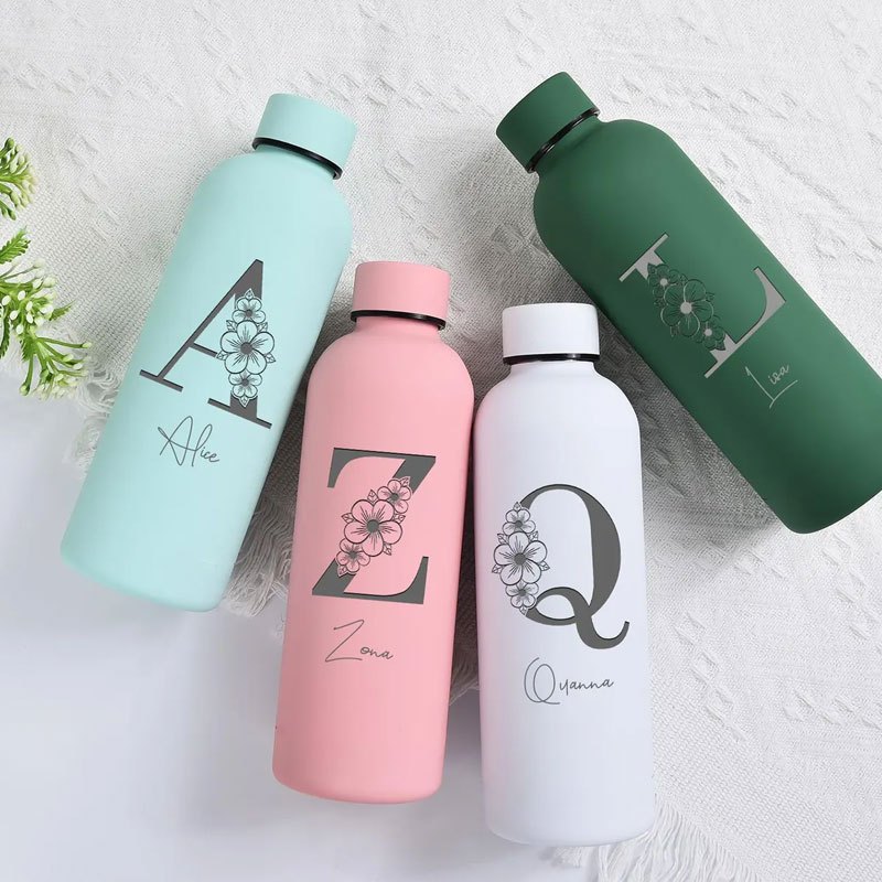 Personalized Floral Initial Wa - Flask Stainless Steel ulasan dan harga
